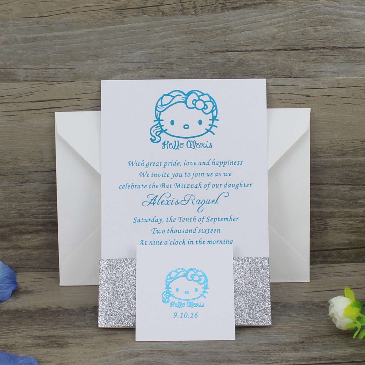 Customized Invitation Card with Glitter Paper Tape Holiday Greeting Card Party Invitation Customized 